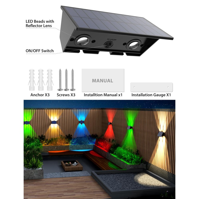 Solar Fence Lights,12 Pack Solar Lights Outdoor Warm White +