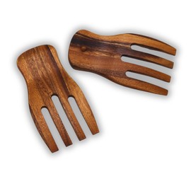 Salad Hands - Set of 2 Acacia Wood Salad Servers for Easy Tossing & Serving of Salad, Pasta, Fruit, and More – Perfect Kitchen Accessory