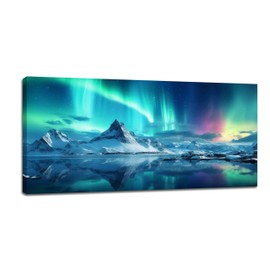 Northern Lights Wall Art Colorful Aurora Scenery Nature Landscape Pictures Large Wall Decor Gift Canvas Painting Prints Modern Artwork Framed for Living Room Gallery Office Bedroom Bathroom 30"x60"