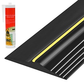 10Ft with Adhesive Universal Garage Door Bottom Threshold Seal Strip, Weatherproof Rubber DIY Weather Stripping Replacement - Black