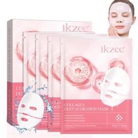Collagen Mask, Collagen Mask, Face Overnight, Deep Collagen Overnight Sheet Mask, Improve Strength, Deep Moisture, Moisture Supply and Skin Care (Pack of 4)