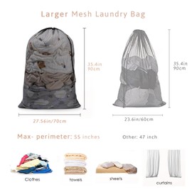 Meowoo Large Mesh Laundry Bag, 27×36inch Heavy Duty Mesh Laundry Bags Drawstring Lockable, Laundry Hamper Liner, Machine Washable, for Travel,Storage, Sports Factories, Dorms, Black 1pcs