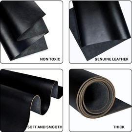 Real Leather Sheets | Full Grain Tooling Leather | 1.3-1.5mm | Thick Cowhide Leather Sheet for Leathercrafts, Repairing and Home Decor by Kozmo (Jet Black, 12" X 12")