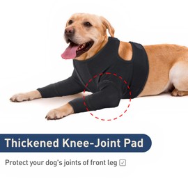 IECOii Adjustable Front Leg Sleeves for Dogs, Dog Bodysuit After Surgery for Small Dogs, Puppies Dog Onesie to Prevent Licking, Alternative Recovery Suit for Dogs, Black, S