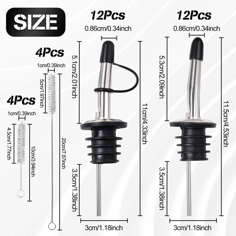 GOLD DEER 24個セット ポアラー ポアラー ステンレス テーパー注ぎ口 酒注ぎ口セット 2タイプ キャップ付き接続カバー付き