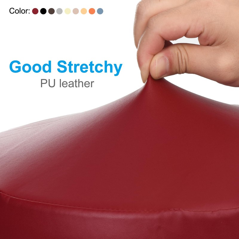 PATIKIL Round Bar Stool Cover, 3 Pack PU Leather Elastic