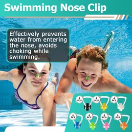 28 Pcs Swimming Nose Clip, Silicone Waterproof Swim Nose Plugs for Kids (Age 7+) and Adults, Inclue 7 Colors