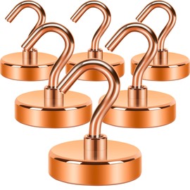 Neosmuk Magnetic Hooks,Heavy Duty Earth Magnets with Hook for Refrigerator, Extra Strong Cruise Hook for Hanging, Magnetic Hanger for Curtain, Grill(Bronze, 6 Pack)