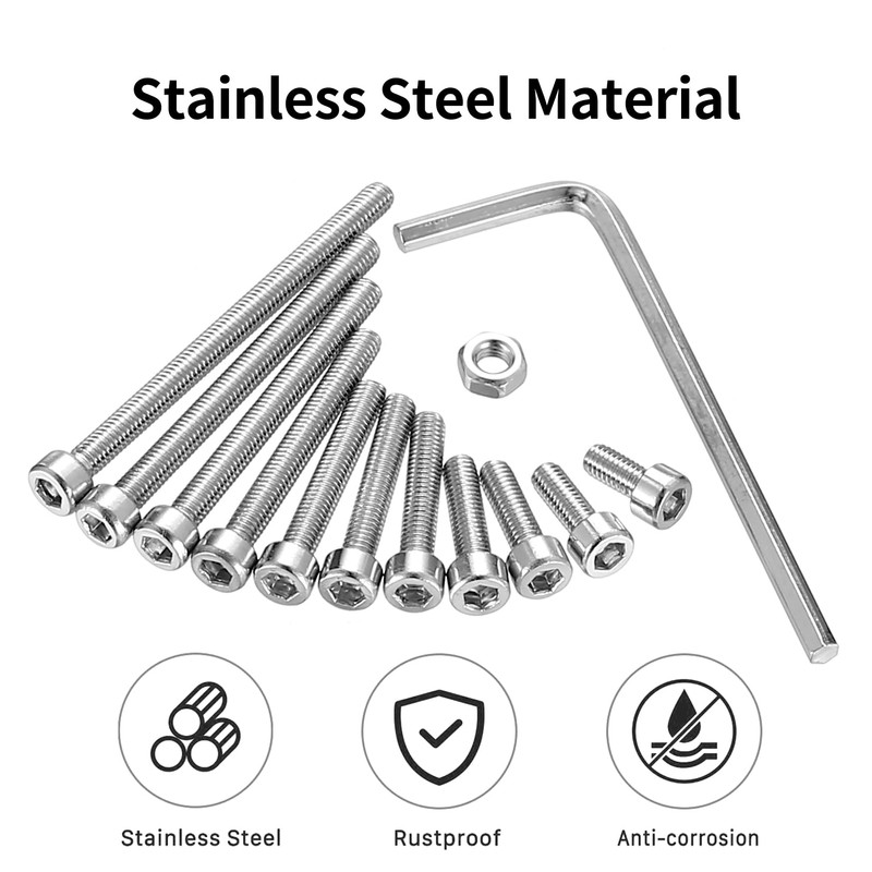 M3 Screws Set, 520 Pieces Hexagonal Screws with Hexagon Socket
