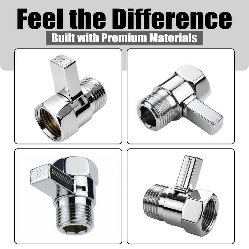 G1/2" Shower Head Shut Off Valve with Gaskets & Thread