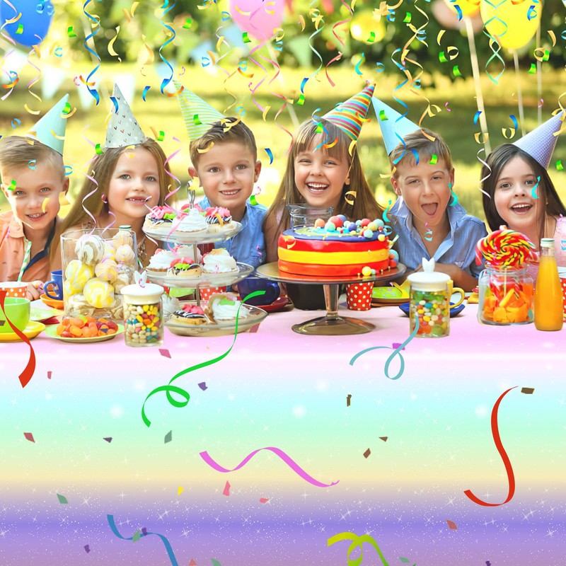 Xinvery Rainbow Tablecloths, Unicorn Party Tablecloth Colourful Waterproof Plastic Tablecloth