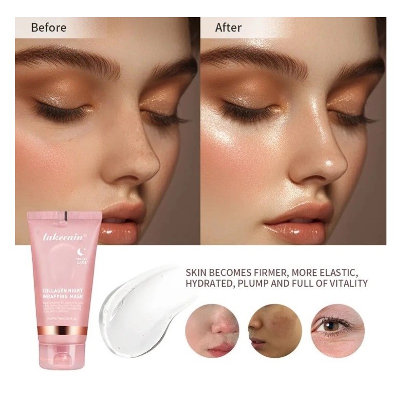 lakerain 2 Night Collagen Wrapping Mask Rejuvenation Moisturizing Brightening Korean