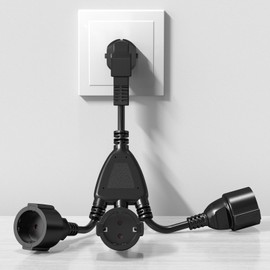 Luxvista Double Plug for Socket, 3 Schuko Multiple Sockets, 3-Way Socket Adapter, Socket Distributor 3-Way, IP44 Protection for Indoor and Outdoor Use, Household, Travel, 16 A/250 V/4000 W, 1.5 mm²