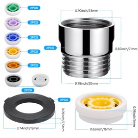 Bestgle 2 Sets of G1/2 Shower Head Flow Restrictor Limiter with 7Pcs 1.2/1.5/1.8/2.0/2.2/2.5/3.0 GPM Head Water Saver Adapter Kit for Fixed Shower Head and Handheld