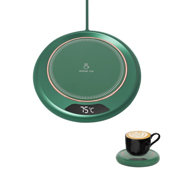 USB Cup Warmer Electric with 3 Temperature Settings and Auto-Off Intelligent Electric Coffee Warmer Cup Warmer USB Coffee Cup Warmer Cup Warmer Coffee Warmer for Tea Coffee (Green)
