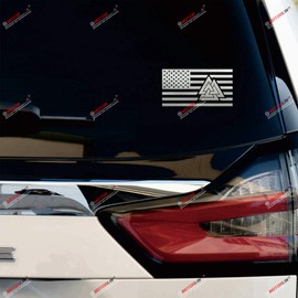 3S MOTORLINE 2X Silver 4'' Valknut USA American Flag Decal Sticker Norse Viking Car Vinyl Die Cut