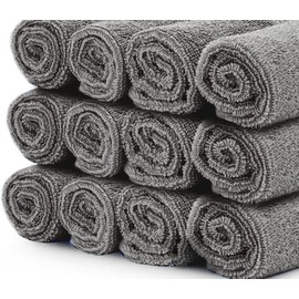 DARWEN STAR Flannel Face Cloth (30 x 30 cm) Soft Egyptian Cotton Face Cloths set,Highly Absorbent Quick Dry Makeup Remover Fingertip Face Cloth Towels (Light Grey, 24)