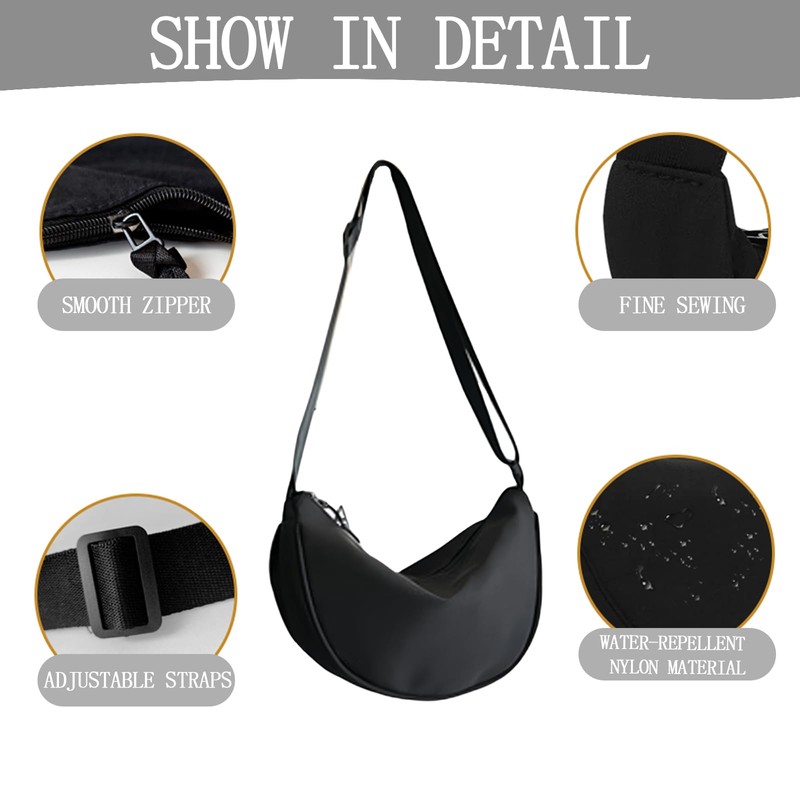 SSKHE Half Moon Handbag Moon Bag with Adjustable Shoulder Strap