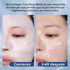 Bio Mascarilla Colageno 8pcs, Mascarilla Nocturna de Colágeno，Mejora el oscurecimiento, reafirma la hidratación, reduce los poros y mejora la elastici