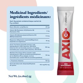 LifeVantage AXIO Regular Energy Drink Powder, Nootropic Supplement, Focus & Mood Support, with L-theanine, Green Tea, B Vitamins, DMAE, Quercetin & Pine Bark, Red Raspberry, 30 Packets