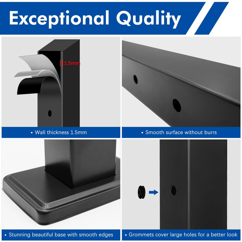 Gyykzz Stair Cable Railing Post 42"x2"x2", Slant Fixed Top Stainless