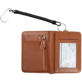 Shoebill Slim Leather Bifold Wallet for Men & Women | Compact with ID Window & Secure Chain Loop (Brown)