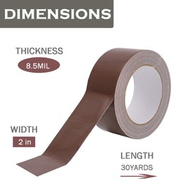 Zo.Yehaa Duct Tape Dark Brown 2 Inches x 30 Yards, No Residue, Waterproof, Tear by Hand, Heavy Duty, Strong Adhesive Brown Duct Tape for Repairs, Industrial, Professional Use