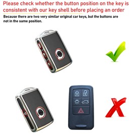 Sucxyor Compatible with Volvo Key Case XC90 XC60 XC40 S90 V90 S60 V60 2017-2022 Car Key Case for Volvo Key Cover Protective Case with Keyring (Brushed Grey)