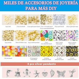 6000+ Cuentas De Arcilla para Pulseras,24 Colores Kit para Hacer Pulseras y Collares con Cuerda,Manualidades Fabricación de Joyas Decoración,Kit de DIY Bisuteria de Collar y Aretes para Adultos,Regalo