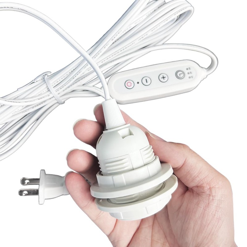 Pendant Light Cord with E26/E27 Socket, 15FT Extension Cable, Stepless