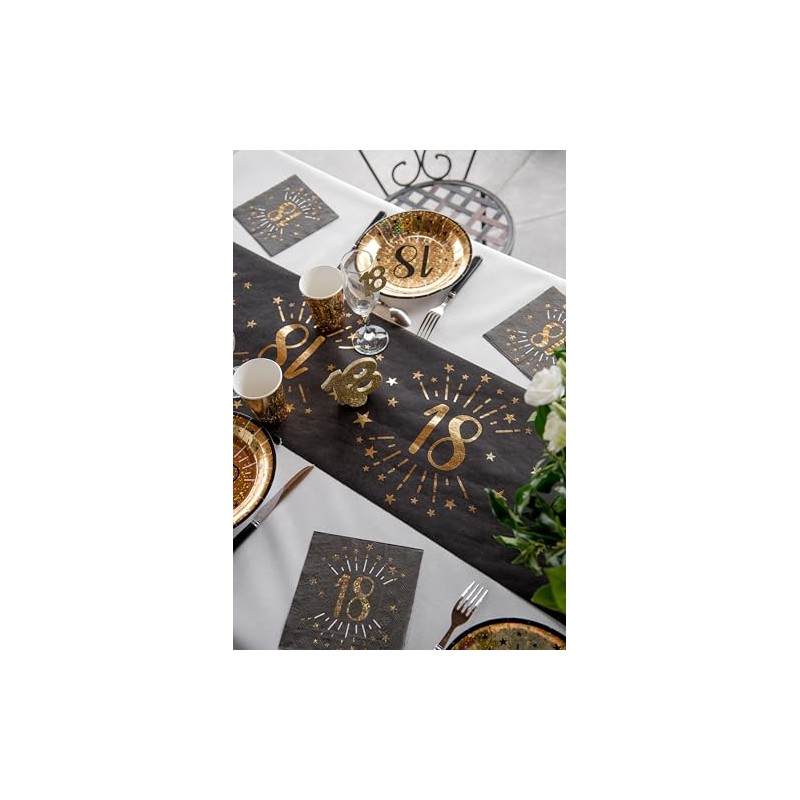 Table Runner Table Runner Black Gold Birthday Numbers 18 20