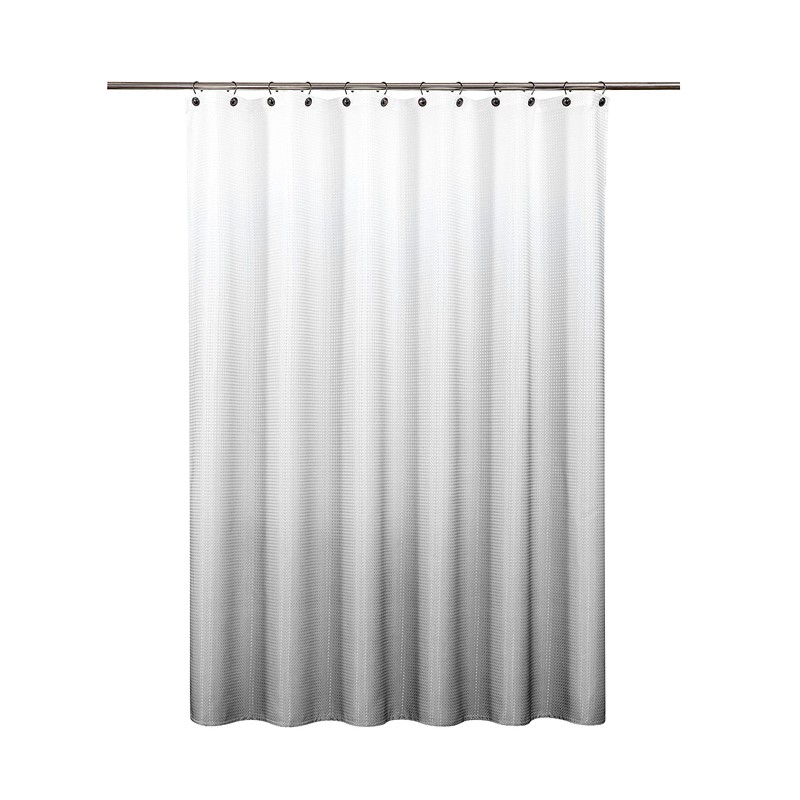 Grey Ombre Waffle Weave Shower Curtain Water Resistant Decorative Gradient