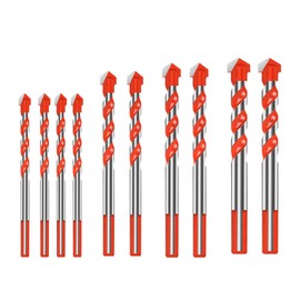 Hniuyun 10Pcs Multifunctional Drill Bits Set, Masonry bit bit with Tungsten Carbide Drill bit, Drilling and Punching Work kit (6/8/10/12mm)