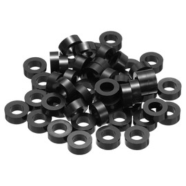 PATIKIL 50Pcs M4 ABS Spacers M6 x 11mm OD x 4mm L Plastic Round Spacer Washers Black Standoff Nut Unthreaded for Screws Bolts Electrical Outlet