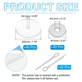 PATIKIL 30mm Doll Joints, 20 Set Removable Cotter Pin Joints Connector and Acrylic Tray for Bear Limbs Making Head Joints DIY Crafts Accessories