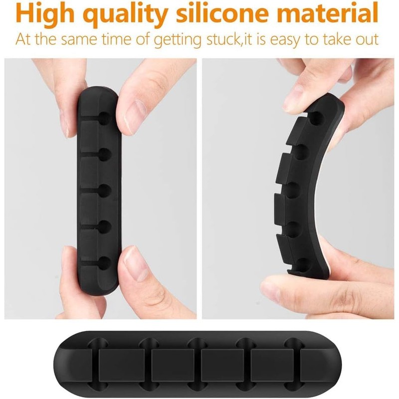 Cable Organizer Clips 2-Pack (5-Slot & 3-Slot) – Silicone Desk