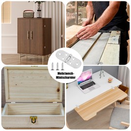 Pack of 4 180 Degree Hinges Folding Round Folding Hinge Stainless Steel Flap Hinge Mini Furniture Hinge Screw-On Hinge for Folding Table, Cabinet, Wardrobe, Wooden Box, Furniture, Sewing Machines