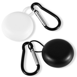 2pcs Ear Plug Carrying Cases, Potable Round Earplug Small Storage Earphone Pouch Headphone Box with Carabiner Mini Earbud Organizer Holder for Travel Business Trip (Black, White)