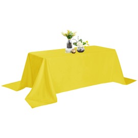 Rectangle Tablecloth - 90x132 Yellow Tablecloth - Stain and Wrinkle Resistant Washable Polyester Table Cloth, Decorative Fabric Table Cover for Dining Table, Buffet Parties and Wedding, Yellow