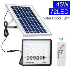 45W Solar LED Spotlight Flood Lamp Waterproof Garden Light w/ Remote Control