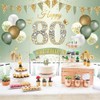 80th Birthday Banner Women Men Decoration Green Gold 80 Background