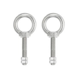 PATIKIL Lifting Shoulder Eye Bolts, 2 Pack M10x60 Screw Bolt 304 Stainless Steel Eye Bolts Threaded Screw Eyebolt Shoulder Ring with Double Nuts Fixed for Lifting Hanging