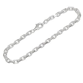 NKlaus 12429 Men's Bracelet 925 Sterling Silver 19 cm Anchor Chain Side Diamond-Coated, Sterling Silver