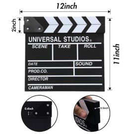 BIGOTTERS Movie Film Clap Board, 12"x11" Hollywood Clapper Board Wooden Film Movie Clapboard Accessory with Black & White