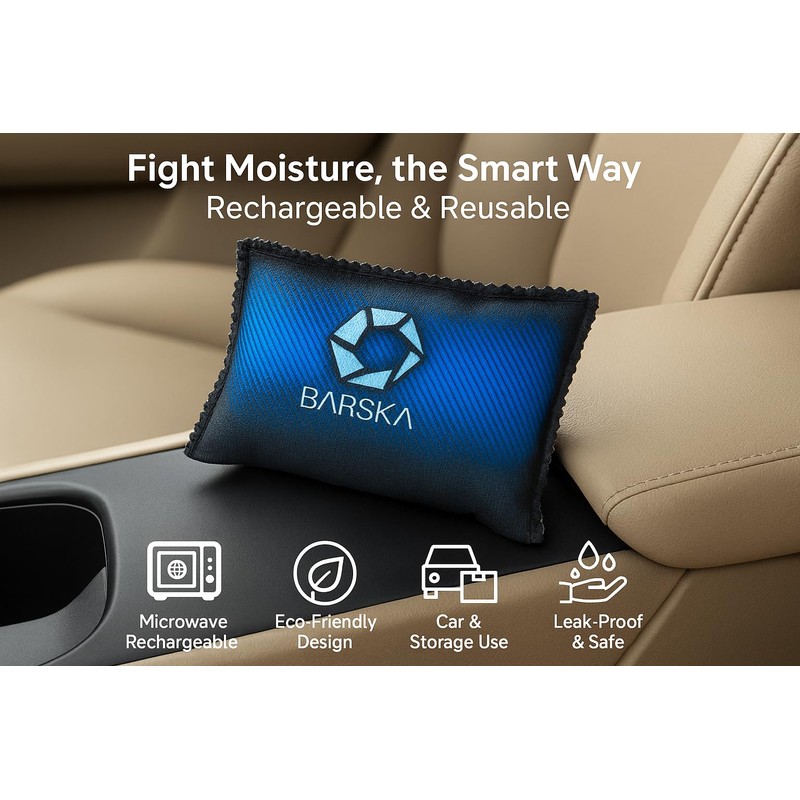 BARSKA Rechargeable Desiccant Dehumidifier - Safe Moisture Absorber for Home