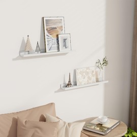 Axeman Floating Shelves for Wall - 24 Inch Picture Ledge Shelf Set of 2 - White Floating Shelves with Lip - Picture Shelf for Wall with Ledge - Photo Ledge Shelves for Pictures Nursery Books