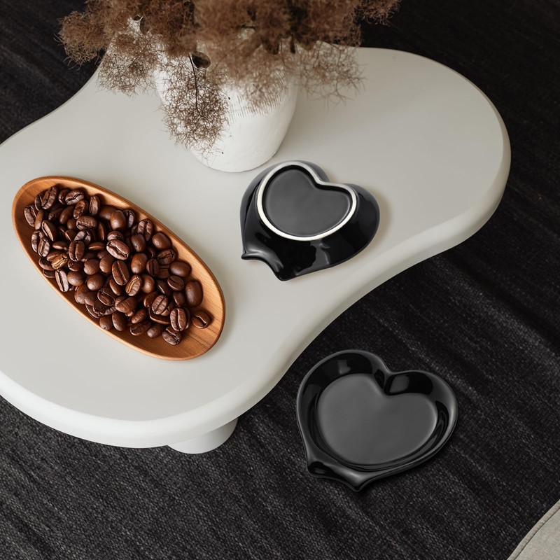 Ceramic Spoon Rest Set of 2 Kitchen Spoon Holders (Black)