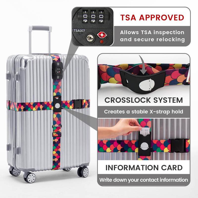Travelkin Cross Luggage Strap, TSA Approved, Adjustable Travel Suitcase Belt