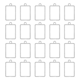 uxcell Open Back Bezel Pendants, 30pcs Rectangular Hollow Frame Charm Geometric Blank Trays for Resin Jewelry Making Casting, Necklaces, Bracelet, DIY Crafts (Silver)