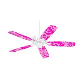 Skull Sketches Pink - Ceiling Fan Skin Kit fits most 42 inch fans (FAN and BLADES SOLD SEPARATELY)